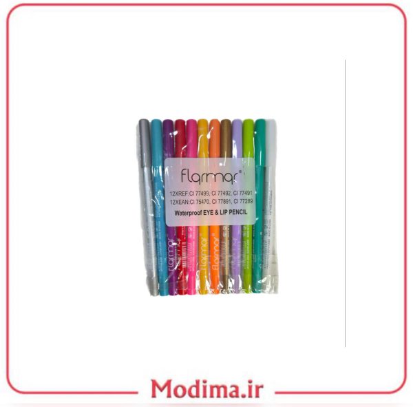 ویژگی مداد چشم رنگی شمعی 12 رنگ 